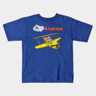 A for Airplane | Biplane Kids Teeshirt | Toddler Birthday Gift Kids T-Shirt